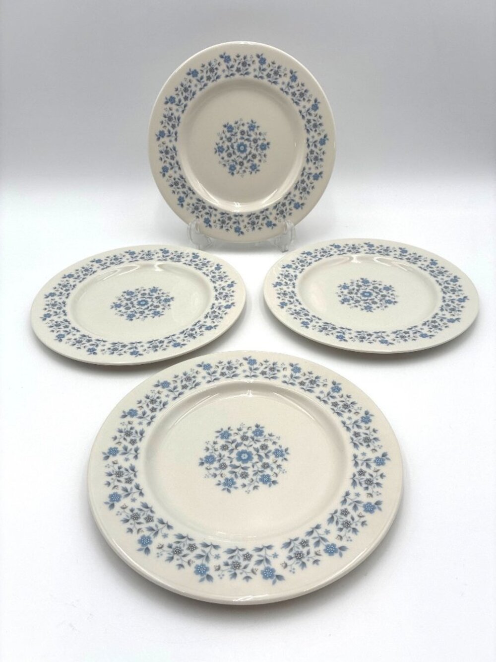 Royal Doulton Galaxy TC1038 China Salad Plates 8" Blue Floral Pattern Set Of 4